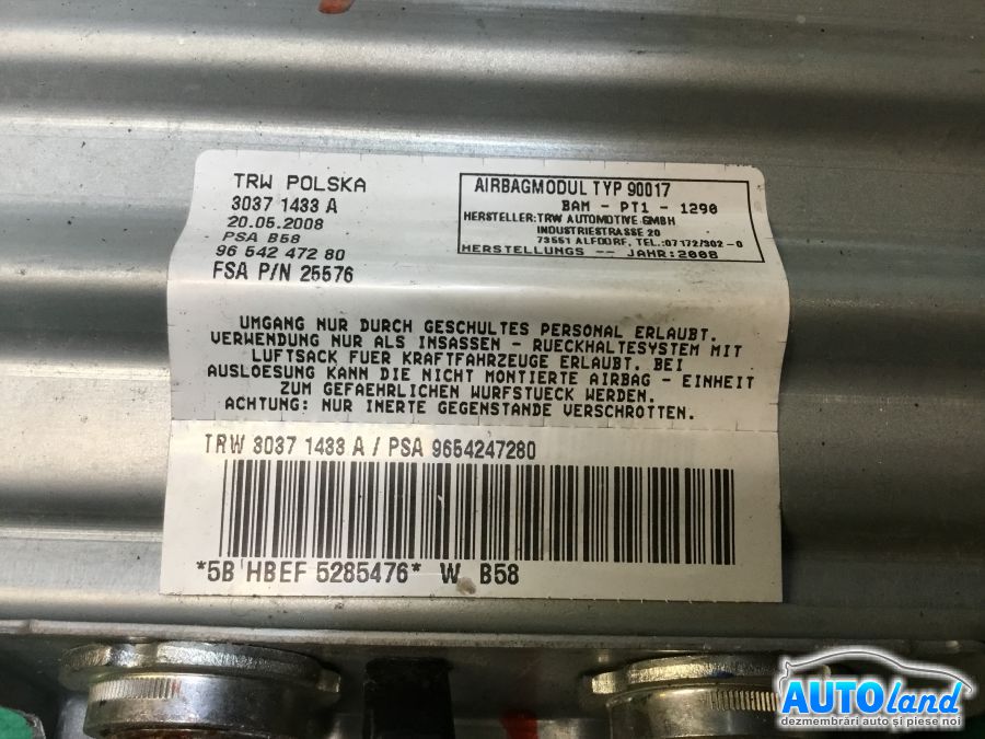 Airbag Pasager CITROEN C4 Picasso (UD_) 2007-2013 Cod 9654247280