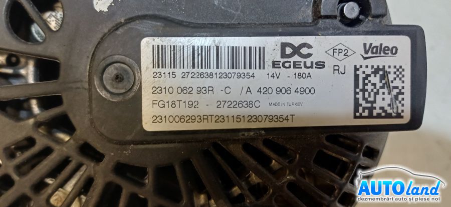 Alternator DACIA DUSTER 2010-2026 Cod 231006293R
