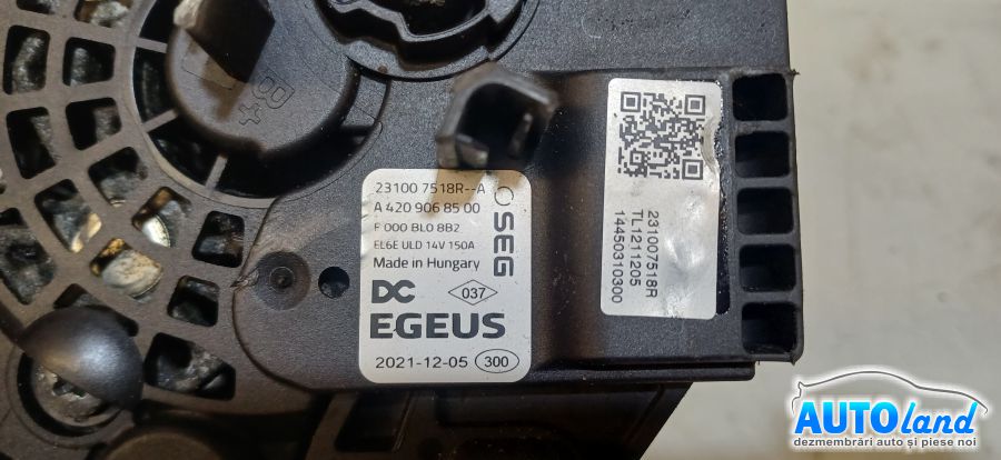 Alternator DACIA DUSTER 2010-2026 Cod 231007518R