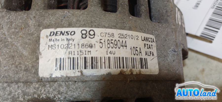 Alternator FIAT PUNTO (188) 1999-2012 Cod 51859044