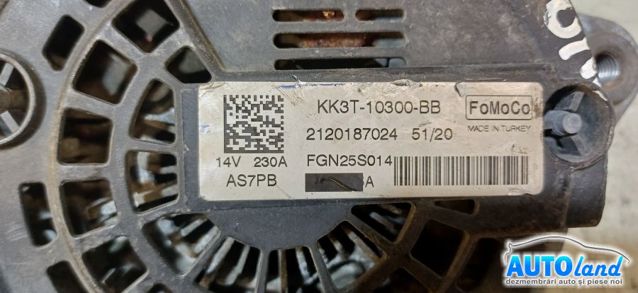 Alternator FORD TRANSIT CUSTOM 2012-2018 Cod KK3T10300BB