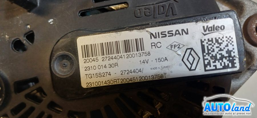 Alternator NISSAN MICRA IV (K13) 2010-2026 Cod 231001430R
