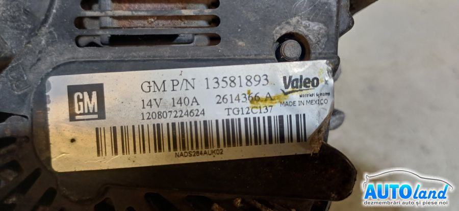 Alternator OPEL ASTRA J hatchback 2009-2026 Cod 13581893