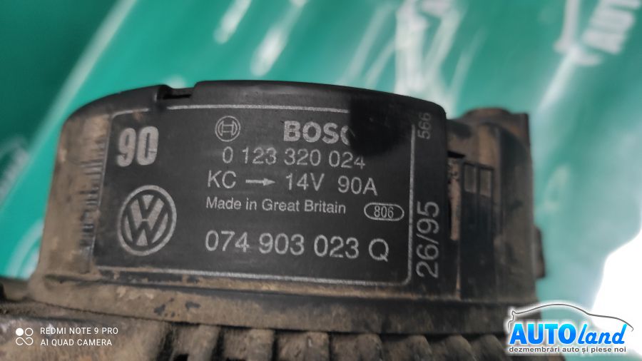 Alternator VOLKSWAGEN TRANSPORTER IV bus (70XB,70XC,7DB,7DW) 1990-2003 Cod 0123320024