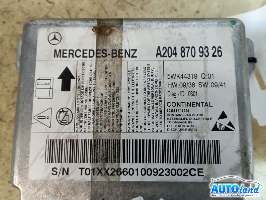 Calculator Airbag MERCEDES-BENZ C-CLASS (W204) 2007-2025 Cod A2048709326
