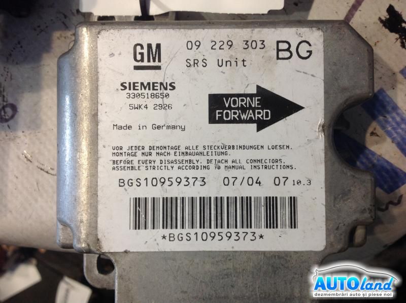Calculator Airbag OPEL ZAFIRA (F75_) 1999-2005 Cod 09229303