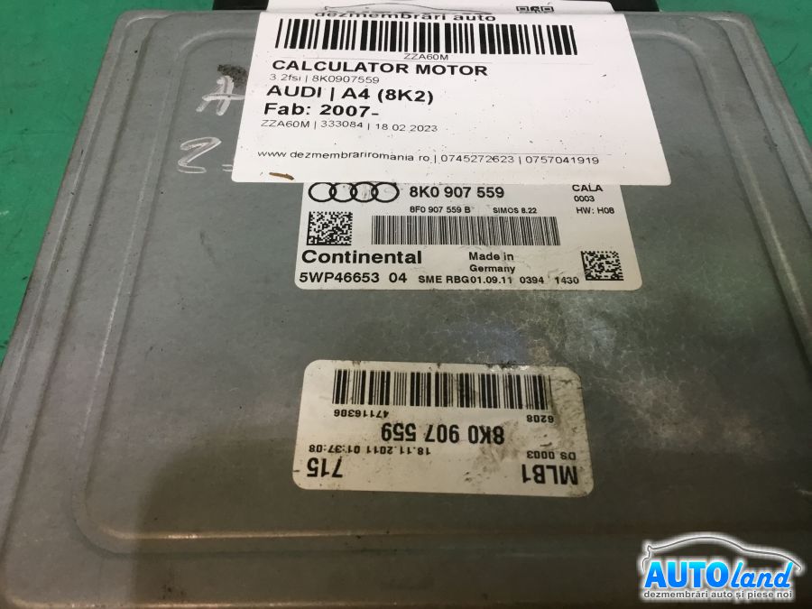 Calculator ECU Motor AUDI A4 (8K2) 2007-2025 Cod 8K0907559