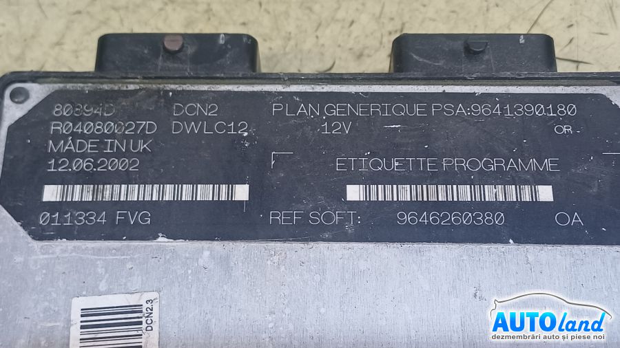 Calculator Ecu Motor CITROEN BERLINGO 2008-2025 Cod 9646260380