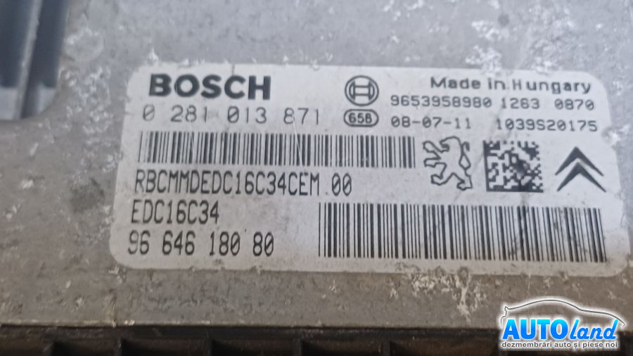 Calculator Ecu Motor CITROEN BERLINGO 2008-2025 Cod 9664618080