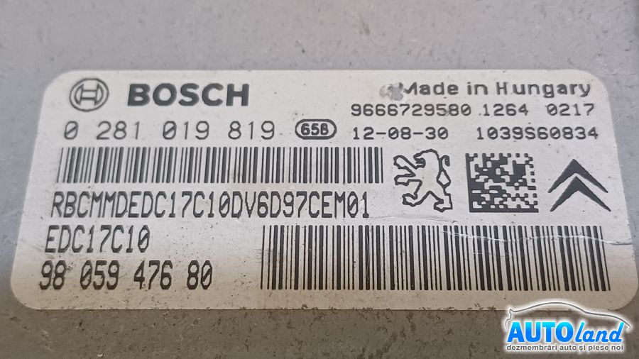 Calculator Ecu Motor CITROEN C-ELYSEE 2012-2025 Cod 9805947680