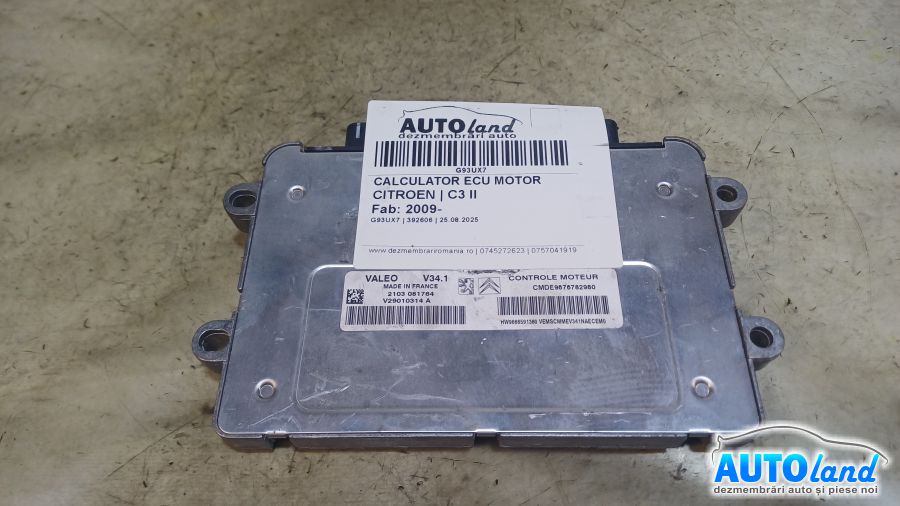 Calculator Ecu Motor CITROEN C3 II 2009-2025 Cod 9676782980
