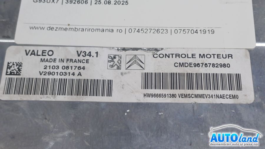 Calculator Ecu Motor CITROEN C3 II 2009-2025 Cod 9676782980