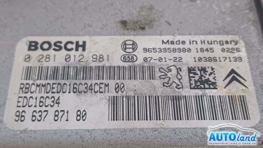 Calculator Ecu Motor CITROEN C4 Picasso 2013-2025 Cod 9663787180