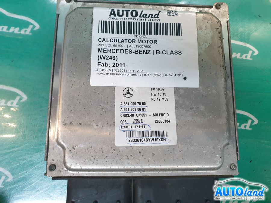 Calculator ECU Motor MERCEDES-BENZ B-CLASS (W246) 2011-2025 Cod A6519007600