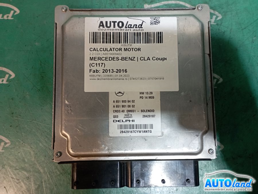 Calculator ECU Motor MERCEDES-BENZ CLA Coupe (C117) 2013-2016 Cod A6519009402
