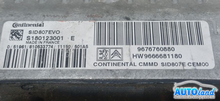 Calculator Ecu Motor PEUGEOT 508 2010-2026 Cod 9676760880