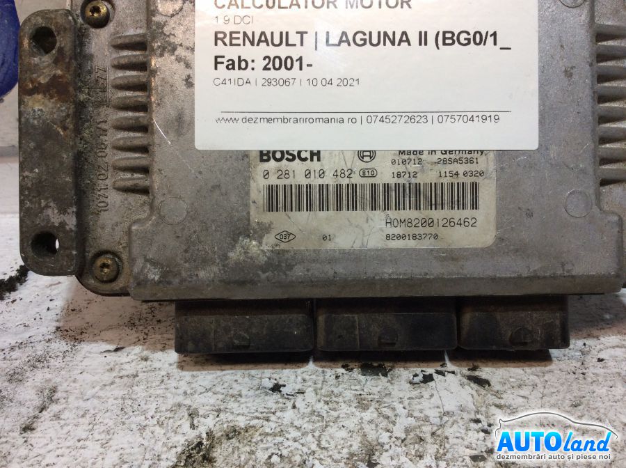 Calculator ECU Motor RENAULT LAGUNA II (BG0/1_) 2001-2025 Cod 8200126462