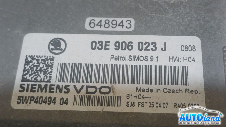 Calculator Ecu Motor SKODA ROOMSTER (5J) 2006-2025 Cod 03E906023J