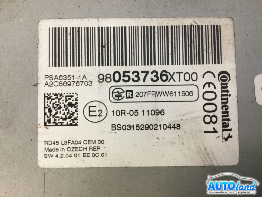 Cd Player Auto CITROEN C3 Picasso 2009-2025 Cod 98053736XT00