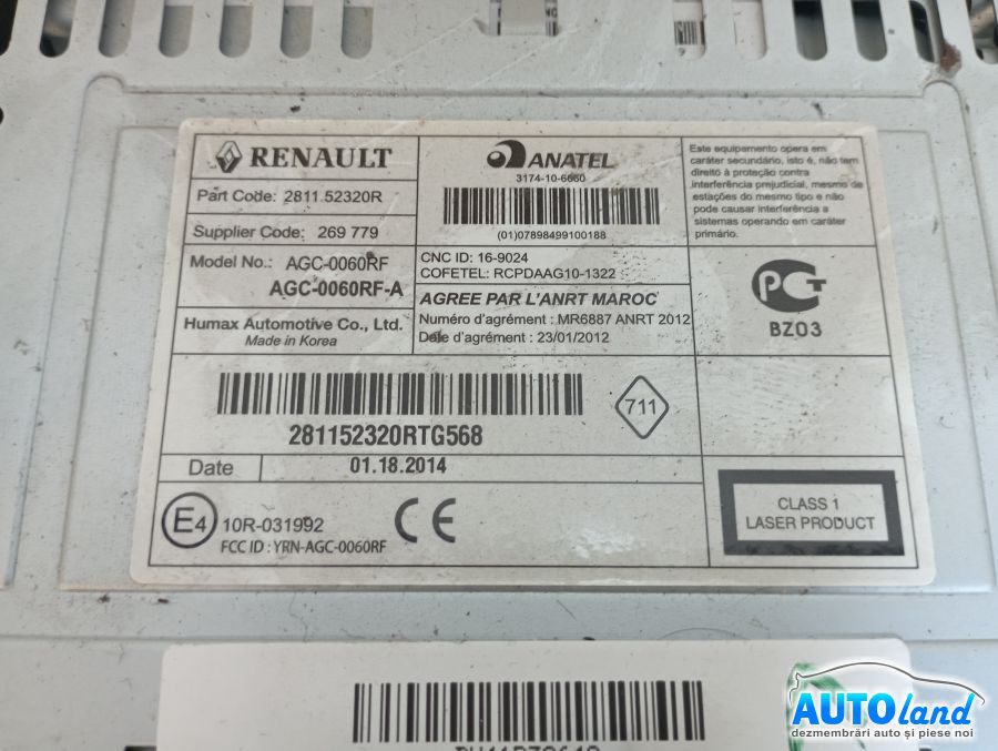 Cd Player Auto DACIA LOGAN II 2012-2025 Cod 281152320R