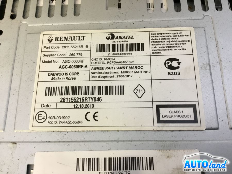 CD Player auto DACIA SANDERO II 2013-2025 Cod 281155216R