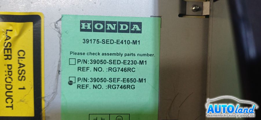 Cd Player Auto HONDA ACCORD VIII (CL_,CM_) 2003-2026 Cod 39175SEDE410M1