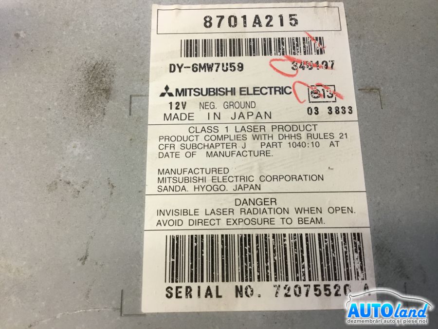 CD Player auto MITSUBISHI OUTLANDER 2006-2025 Cod 8701A215