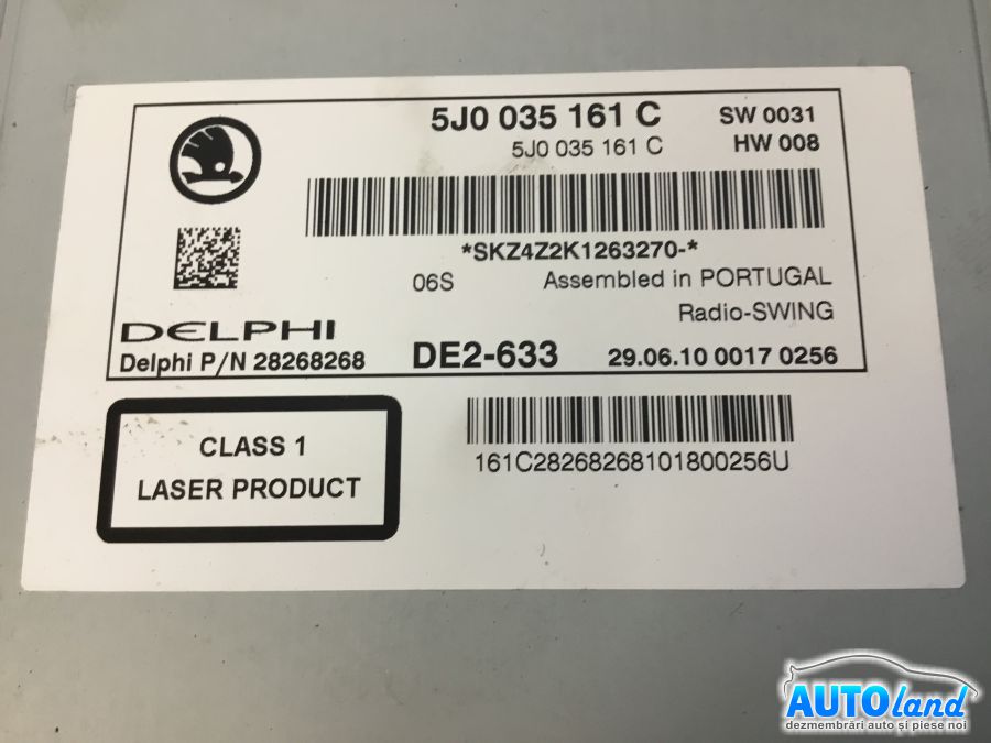 Cd Player Auto SKODA FABIA 2006-2025 Cod 5J0035161C