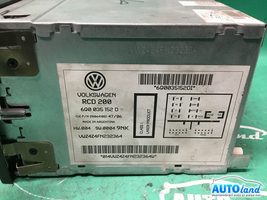 CD Player auto VOLKSWAGEN POLO (9N_) 2001-2025 Cod 6Q0035152D
