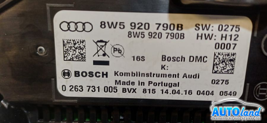 Ceas Bord AUDI A4 Avant (B9 8W) 2015-2018 Cod 8W5920790B