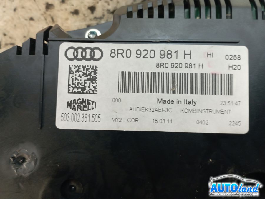 Ceas Bord AUDI Q5 (8R) 2008-2026 Cod 8R0920981H