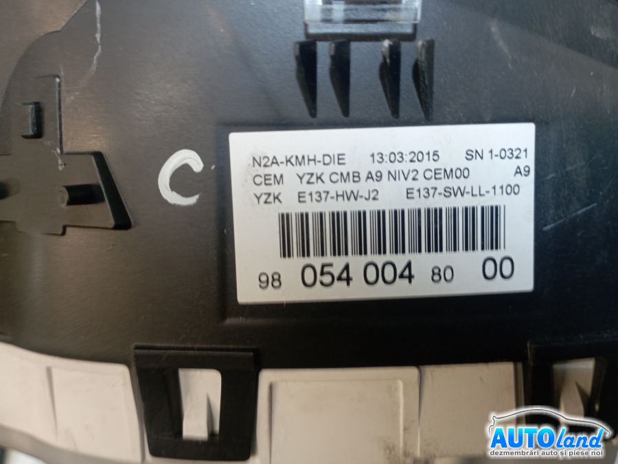 Ceas Bord PEUGEOT 208 2012-2026 Cod 9805400480