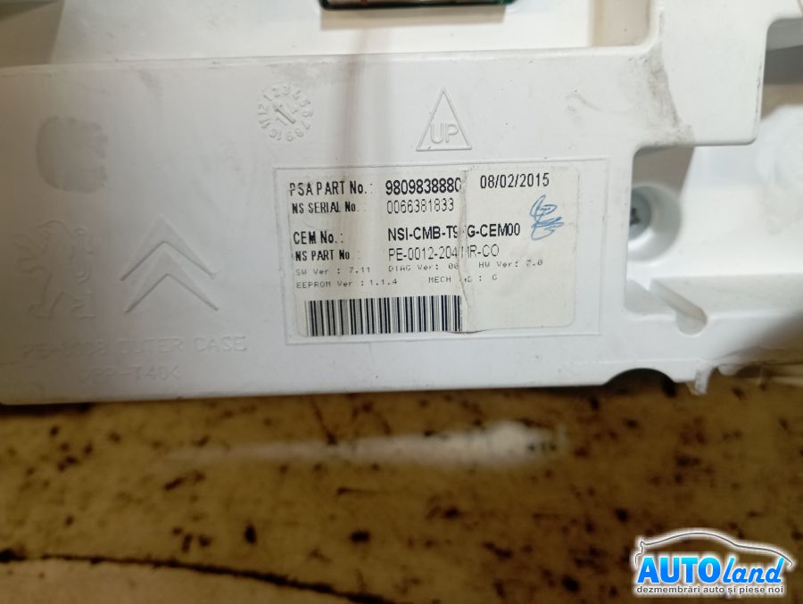 Ceas Bord PEUGEOT 308 (4A_,4C_) 2007-2026 Cod 9809838880
