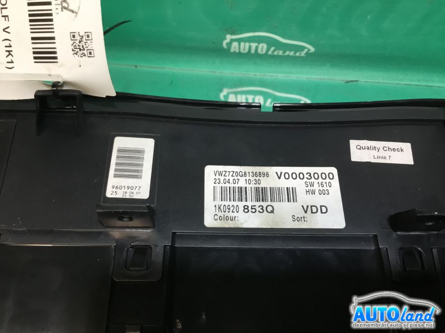 Ceas Bord VOLKSWAGEN GOLF V (1K1) 2003-2025 Cod 1K0920853Q