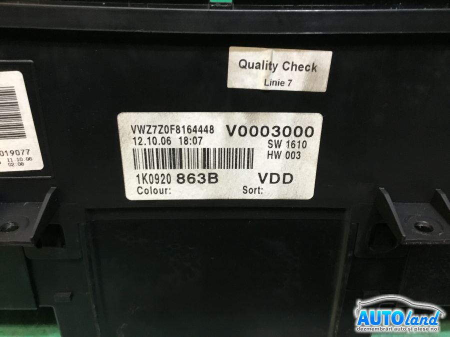 Ceas Bord VOLKSWAGEN GOLF V (1K1) 2003-2025 Cod 1K0920863B