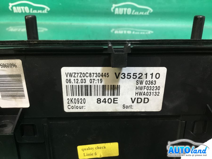 Ceas Bord VOLKSWAGEN GOLF V PLUS (5M1) 2005-2025 Cod A2C53023102