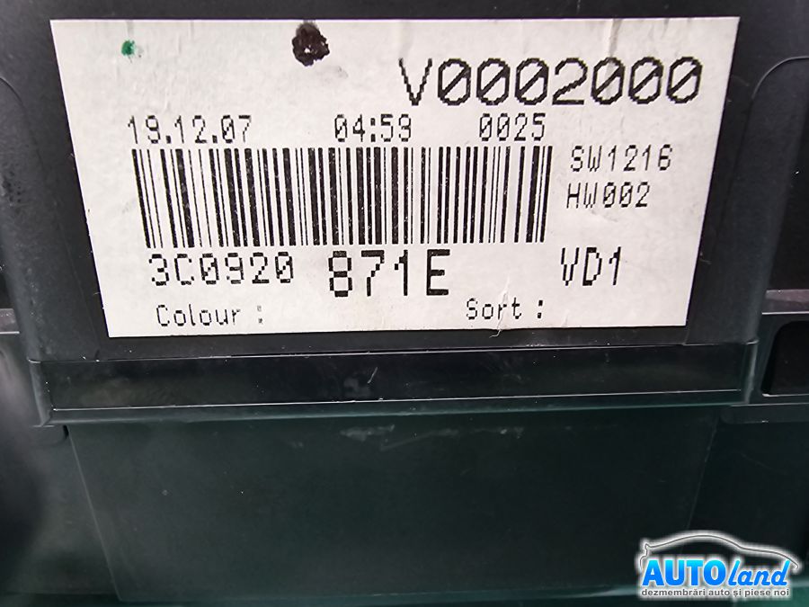 Ceas Bord VOLKSWAGEN PASSAT (3C2) 2005-2025 Cod 3C0920871E