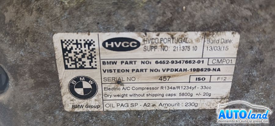 Compresor AC BMW i3 2013-2017 Cod 9347662