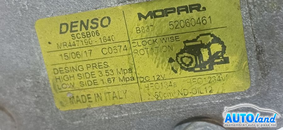 Compresor AC FIAT 500 2007-2026 Cod 52060461