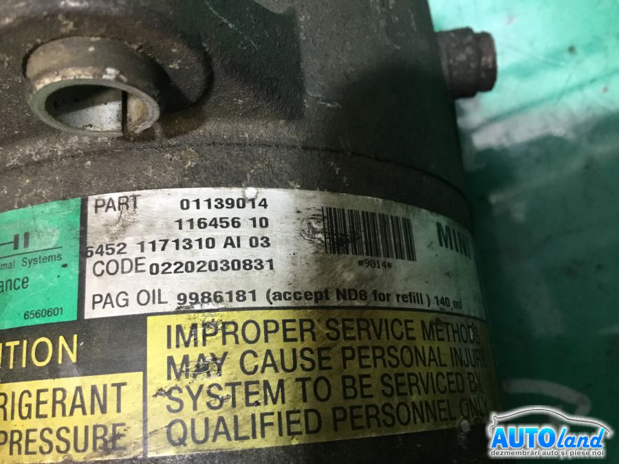 Compresor AC MINI MINI (R50,R53) 2001-2025 Cod 116456