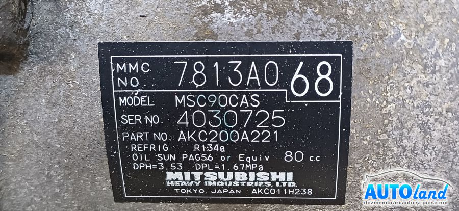 Compresor AC MITSUBISHI OUTLANDER 2006-2025 Cod 7813A068