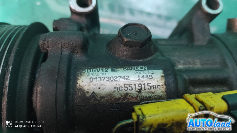 Compresor AC PEUGEOT 206 hatchback (2A/C) 1998-2025 Cod 9655191580