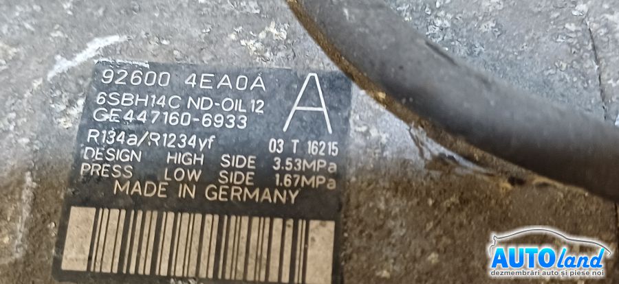 Compresor AC RENAULT KADJAR 2015-2026 Cod 926004EA0A