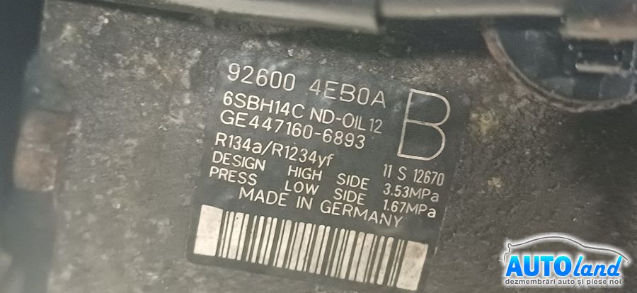 Compresor AC RENAULT KADJAR 2015-2026 Cod 926004EB0A