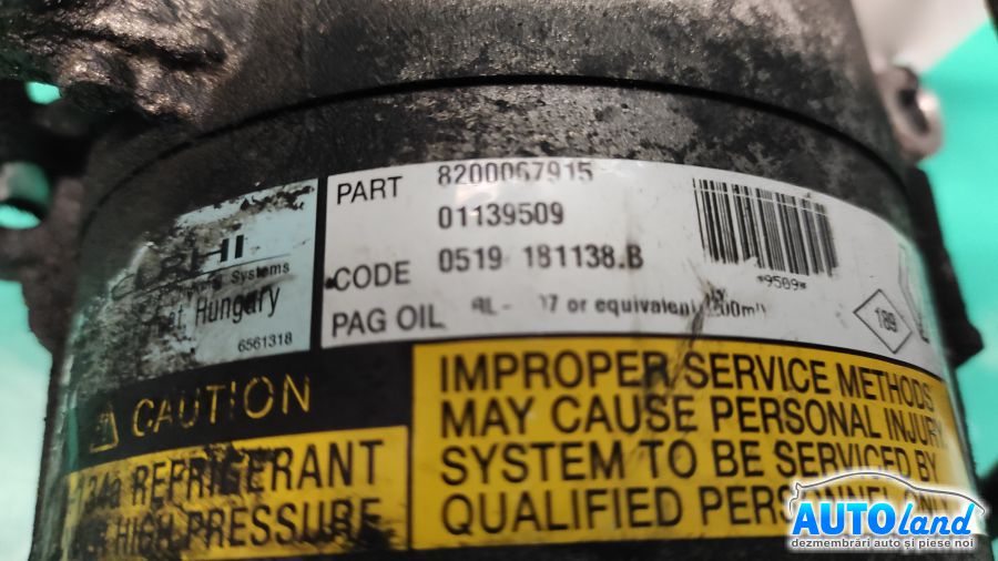 Compresor AC RENAULT VEL SATIS (BJ0_) 2002-2026 Cod 8200067915