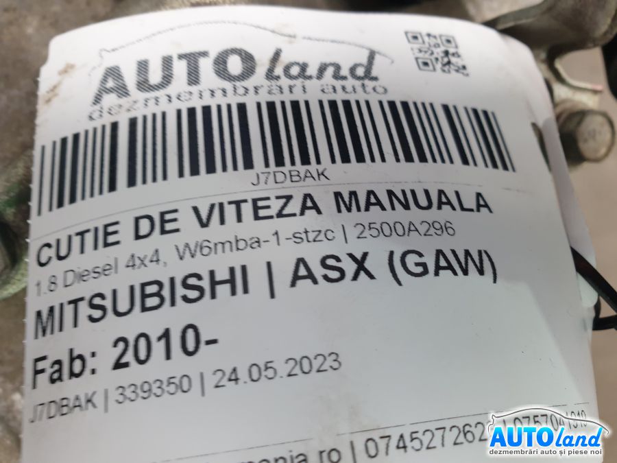 Cutie de Viteza Manuala MITSUBISHI ASX (GAW) 2010-2025 Cod 2500A296