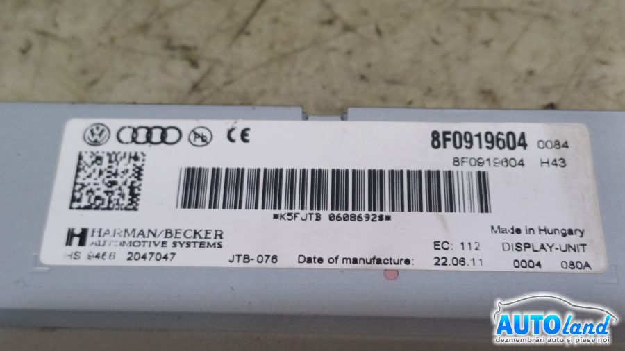 Display AUDI Q5 (8R) 2008-2025 Cod 8F0919604