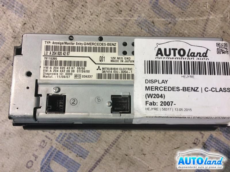 Display MERCEDES-BENZ C-CLASS (W204) 2007-2025 Cod A2048204297