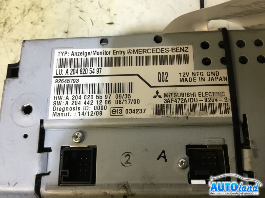 Display MERCEDES-BENZ C-CLASS (W204) 2007-2025 Cod A2048205497