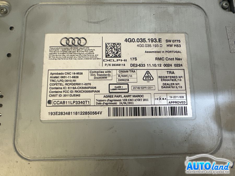 Diverse AUDI A6 (4G) 2011-2025 Cod 4G0035193E